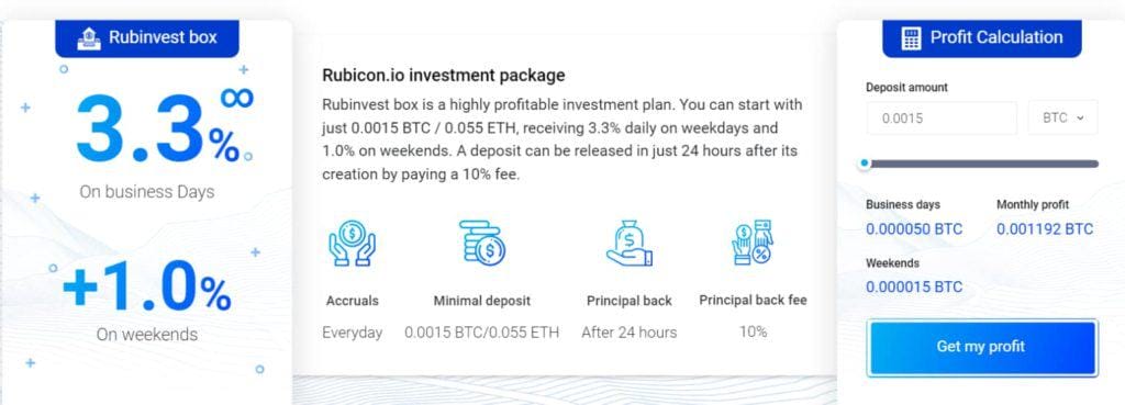 rubickon investment plans 1024x369 - [SCAM] Rubickon Review - HYIP: Profit 3.33% work day