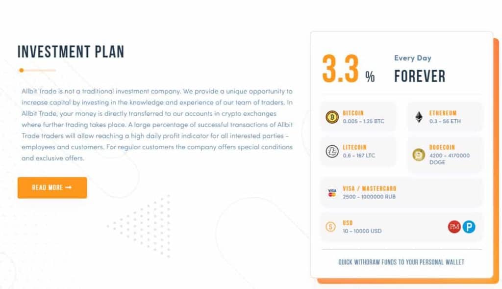 allbit trade investment plans 1024x589 - [SCAM - STOP INVESTING] Allbit Trade Review - HYIP: Profit 3.3% per day and forever!