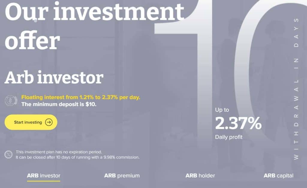 crypto arb investment plans 1024x629 - [SCAM - STOP INVESTING] Crypto-ARB: Profit up to 4% daily and forever. Insurance $1,000!