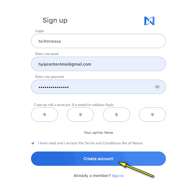 nessa register account - [SCAM - STOP INVESTING] NESSA: Long-term investment platform, earn up to 3% daily!