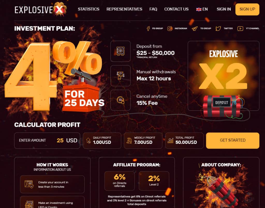explosive x hyip 1024x802 - [SCAM - STOP INVESTING] Explosive-X: profit 4% daily for 25 days - Cancel deposit at any time. SCAM or LEGIT?